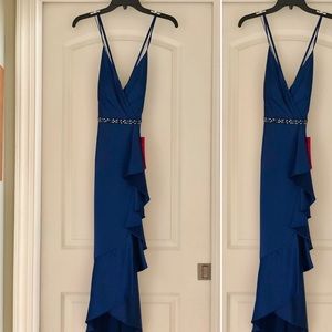 Never worn navy blue open back formal!